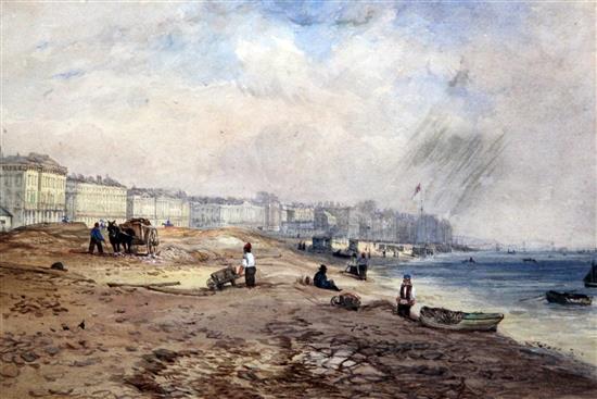 Attributed to Samuel Prout Hove looking towards Brighton with The Chain Pier in the distance 9 x 13.5in.